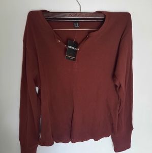 Maroon Forever21+ button Henley long sleeve